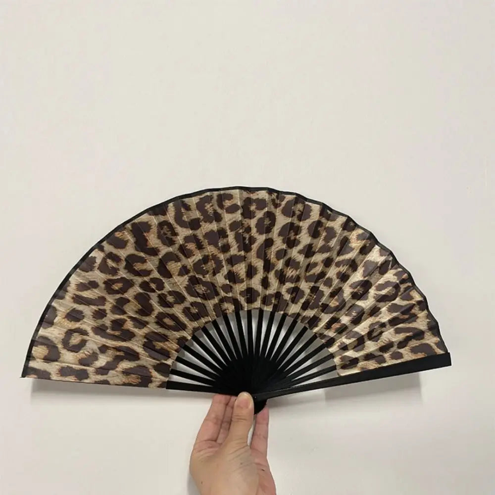Leopard Print Folding Fan – Elegant Silk Dance Fan for Women Folding Hand Fan Richie's