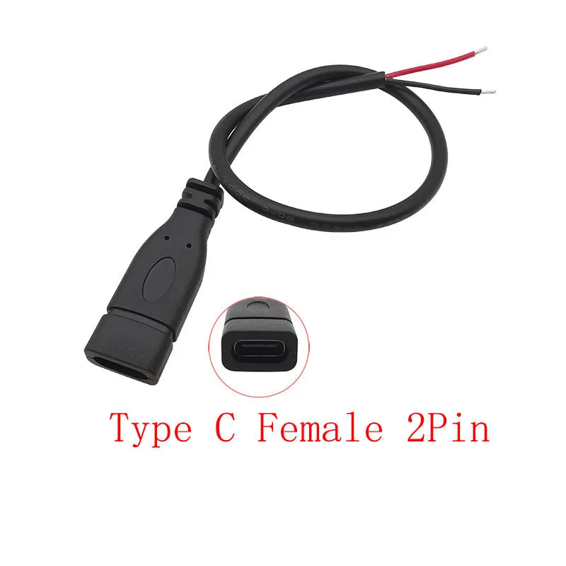 USB Connector Cable Micro USB Type C USB 2.0 A Male Female DIY USB Connector Cable Richie's Type C Female 2Pin 1M 1Pcs