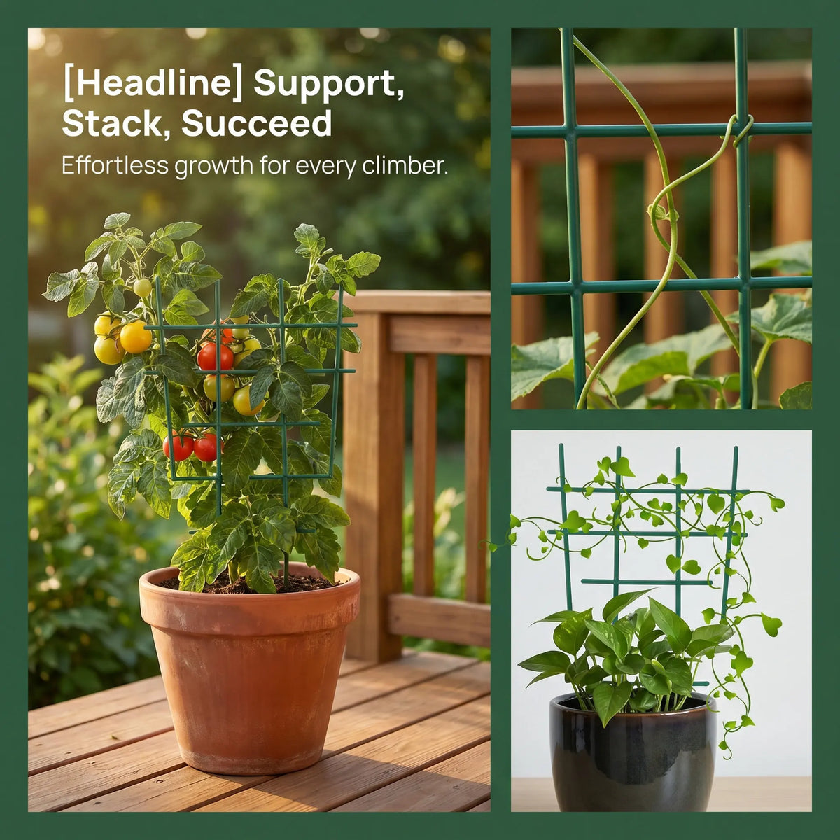 5-Pack Plastic Plant Trellis Support for Climbing Plants & Vines Garden Plant Trellis Richie's Default Title