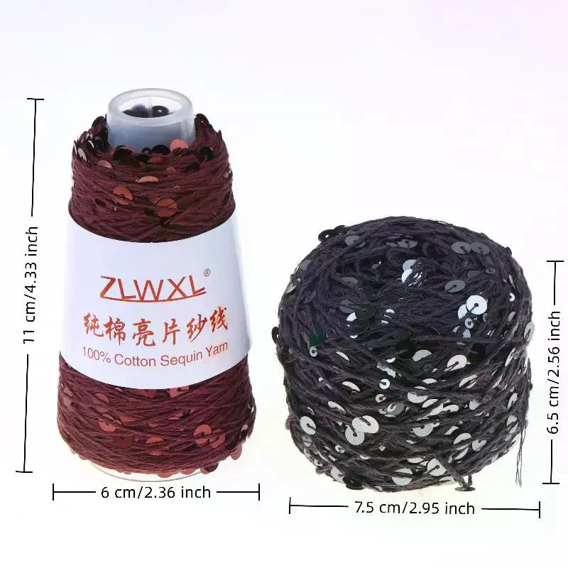Sequin Cotton Yarn 50g Ball – Glitter Knitting Thread for DIY Craft Yarn Richie's