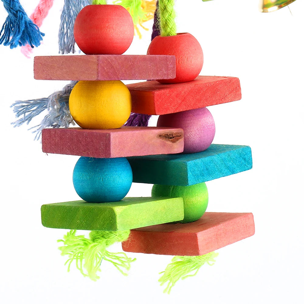 Parrot Chew Toy – Natural Wood & Cotton Rope Bird Swing Bird Chew Toy Richie's