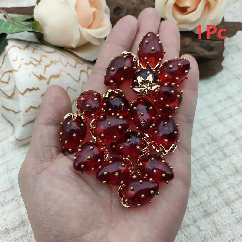 Strawberry Resin Charm Pendant – DIY Earrings, Necklaces & More Resin Jewelry Charm Richie's A4-1pc