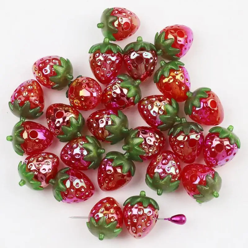 Strawberry Acrylic Spacer Beads – Kids DIY Jewelry Making Craft Jewelry Beads Richie's B 5pcs