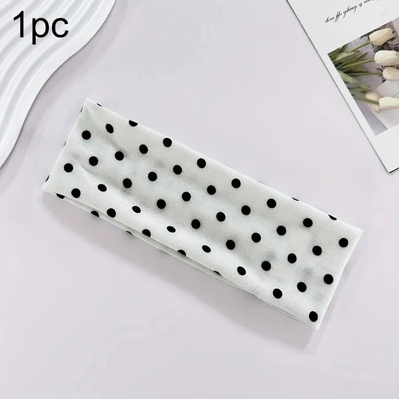 Women's Polka Dot Sports Headband – Sweat-Wicking Yoga & Gym Sports Headband Richie's white 1pc