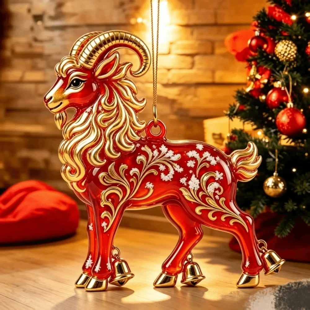 Acrylic Goat Hanging Ornament Rhinestone Christmas Décor Christmas Ornament Richie's 2