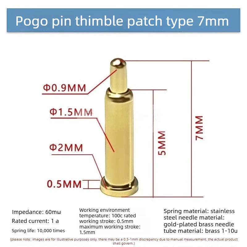 DIP SMD Double Spring PCB Pogo Pin Connectors 20/50/100 Pcs PCB Pogo Pin Connector Richie's
