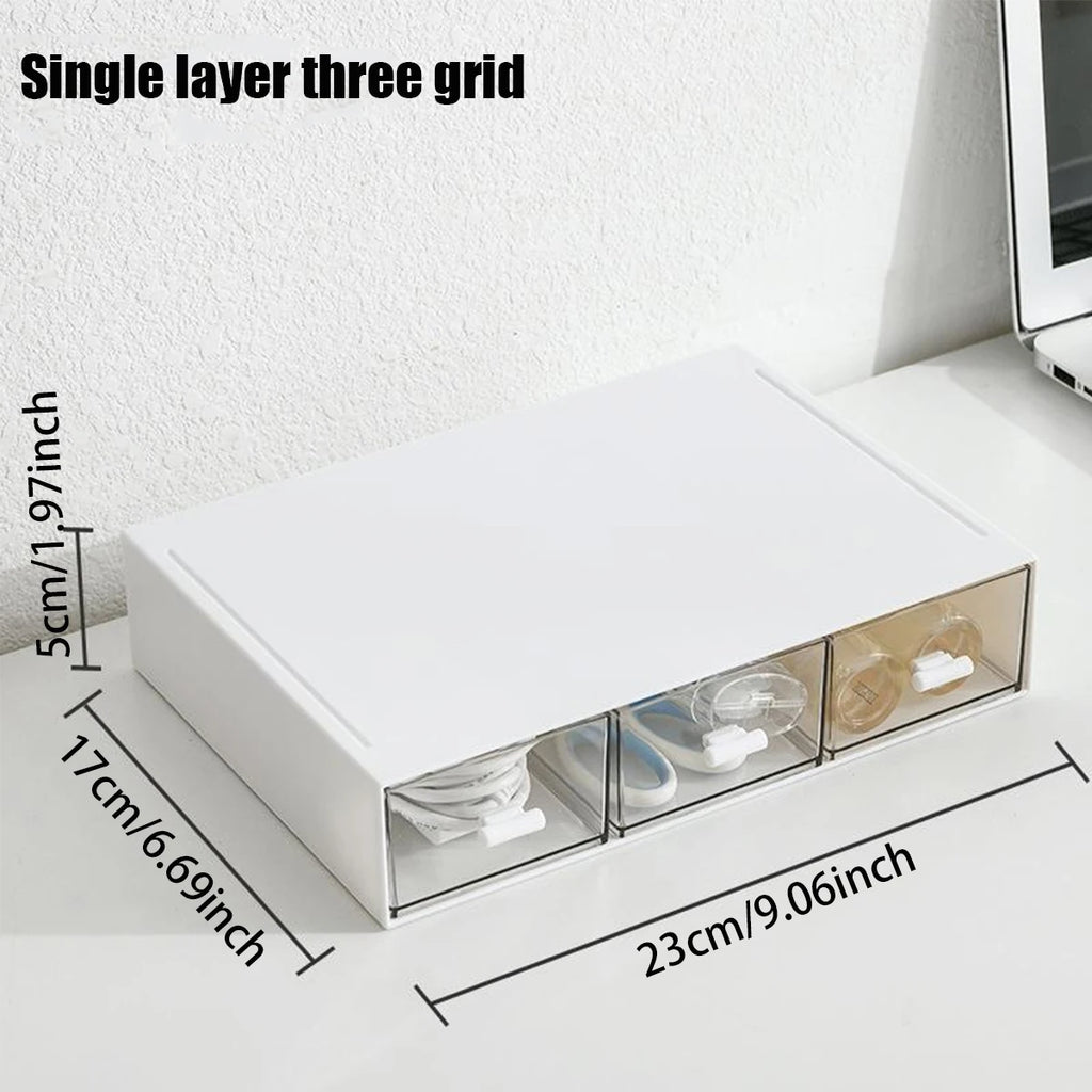 Stackable Clear Acrylic Drawer Organizer – Multi-Compartment Drawer Organizer Richie's white Three draws