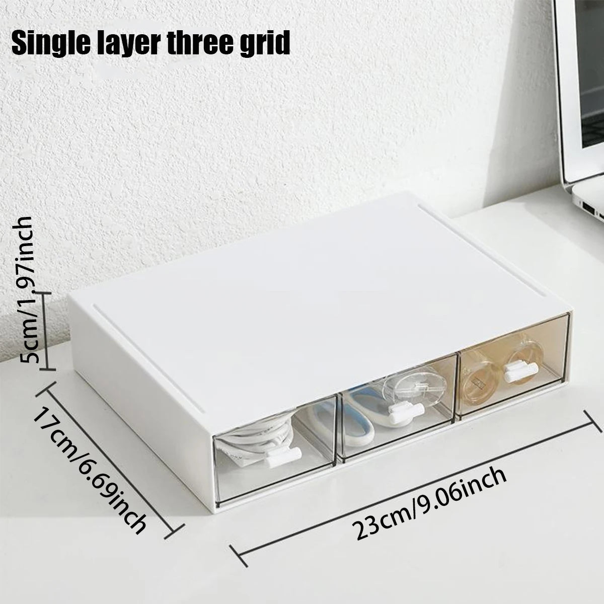 Stackable Clear Acrylic Drawer Organizer – Multi-Compartment Drawer Organizer Richie's white Three draws