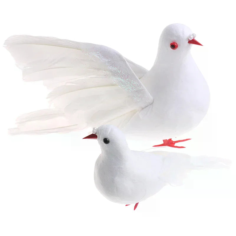 Artificial Foam Feather Peace Dove Ornament – Wedding & Garden Bird Ornament Decor Richie's