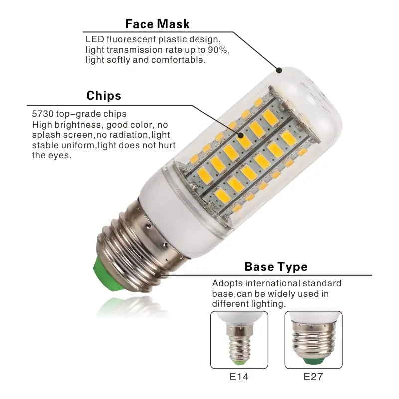 E27 LED Corn Bulb 72LEDs 5730SMD 220V 6000K Cool White LED Corn Bulb Richie's