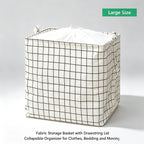 Large Foldable Fabric Storage Box with Drawstring & Handle Fabric Storage Basket Richie's