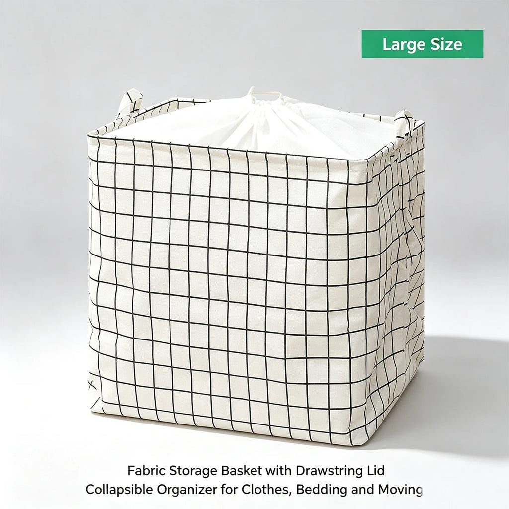 Large Foldable Fabric Storage Box with Drawstring & Handle Fabric Storage Basket Richie's