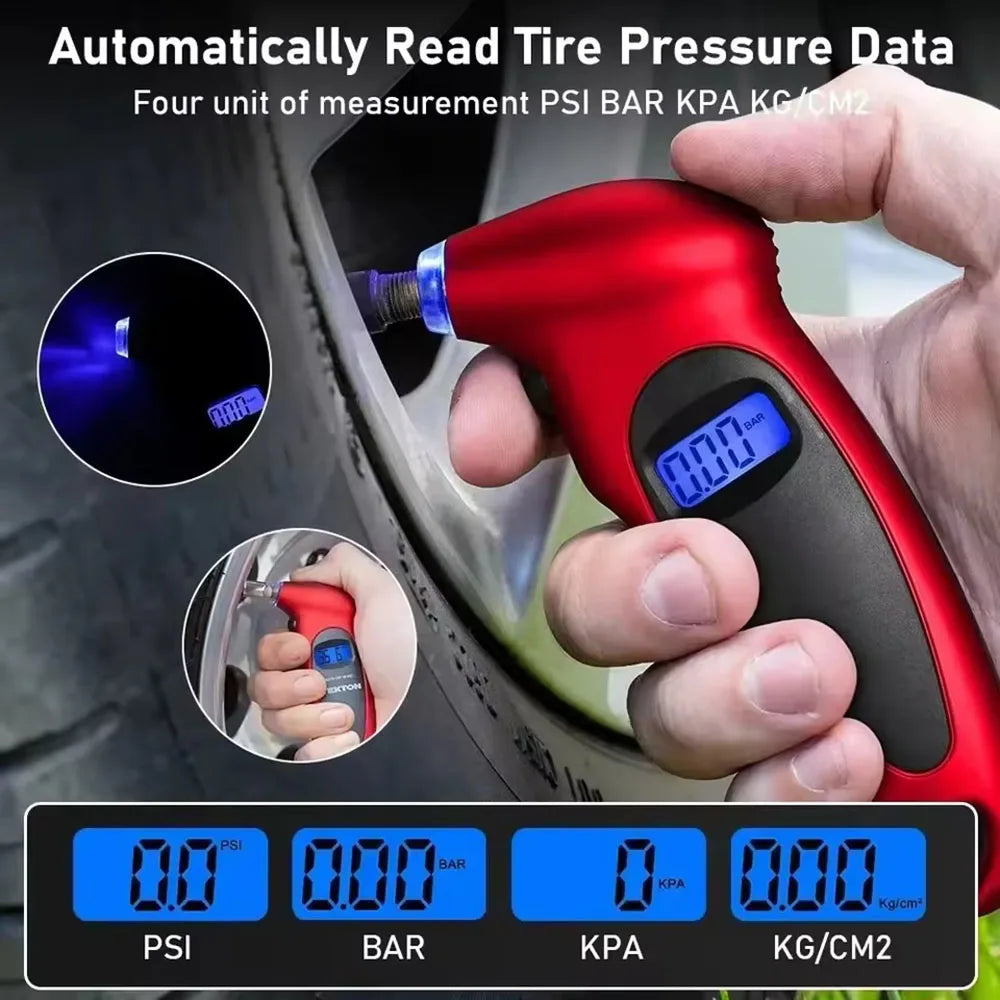 Digital Tire Pressure Gauge Backlit LCD 0-150 PSI | 4 Units Tire Pressure Gauge Richie's