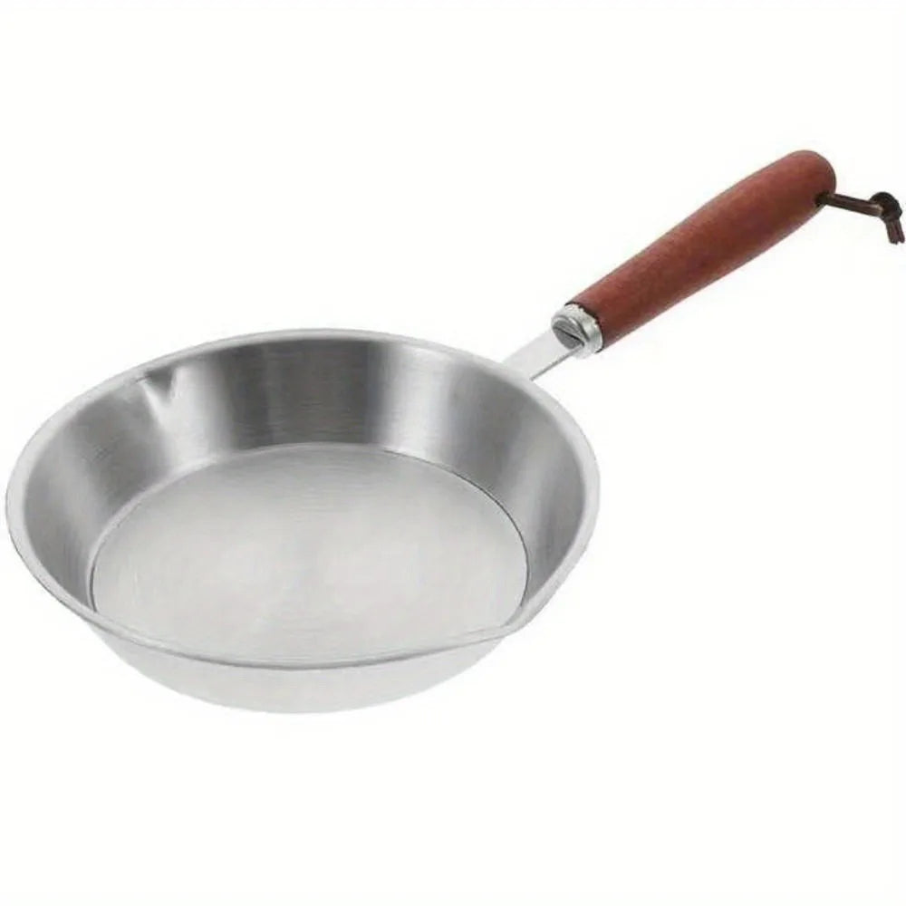 304 Stainless Steel Mini Frying Pan | Wooden Handle Skillet Stainless Steel Skillet Richie's