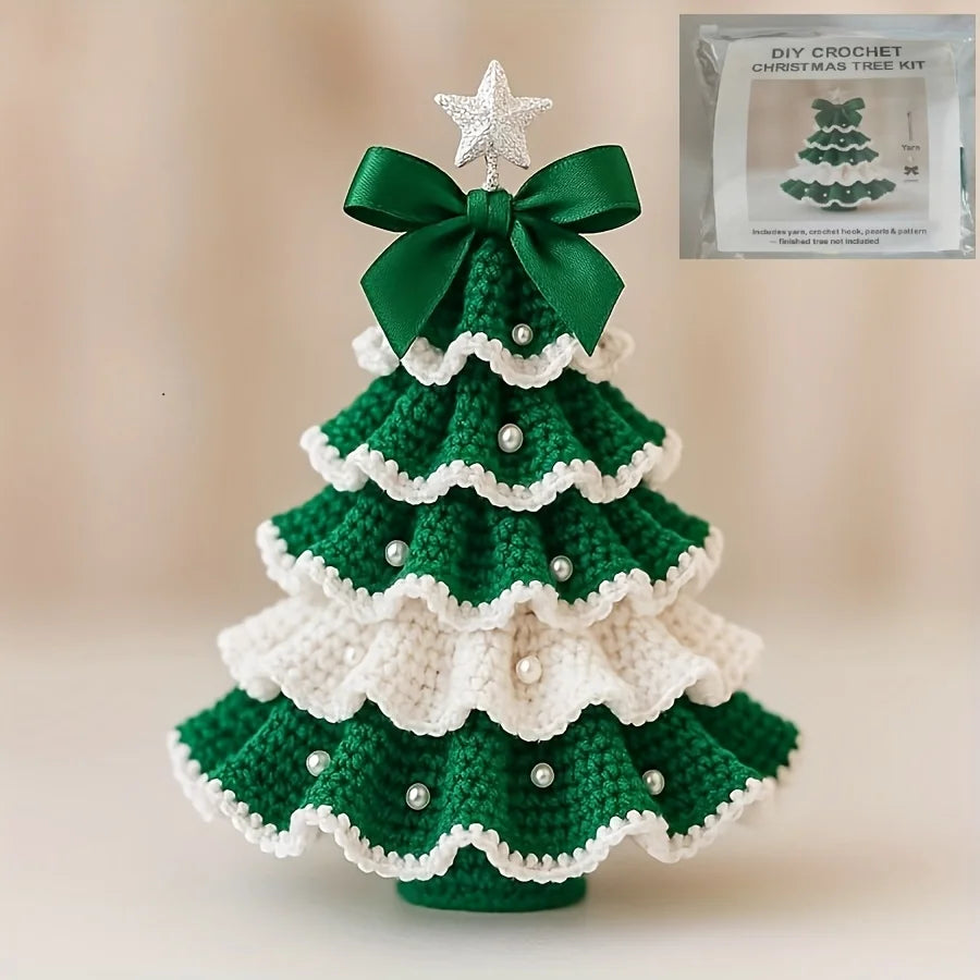 Crochet Christmas Tree Kit – Handmade Holiday Decoration Holiday Decoration Kit Richie's white-green 1pc
