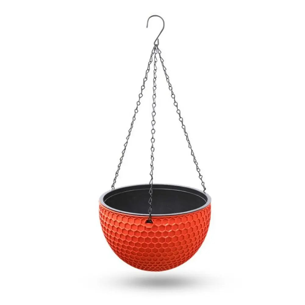 Hanging Woven-Look Self-Watering Flower Basket Hydroponic Pot Hanging Flower Basket Richie's orange