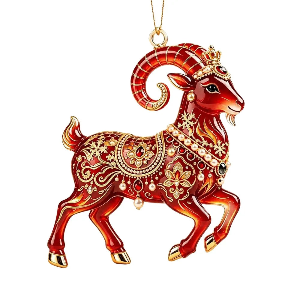 Acrylic Zodiac Ram Christmas Ornament – Red & Gold Angel Wings Christmas Ornament Richie's 4