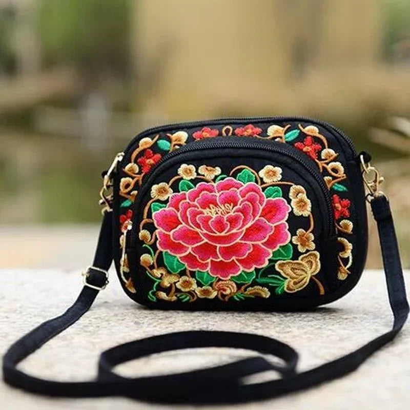 Vintage Boho Hmong Embroidery Women's Canvas Shoulder Bag Embroidery Shoulder Bag Richie's