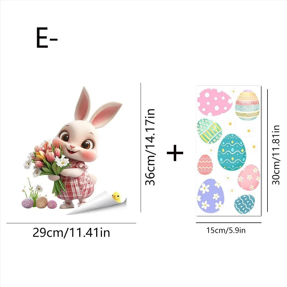Easter Rabbit Flower Wall Stickers – Removable PVC Decals Wall Stickers Richie's E8