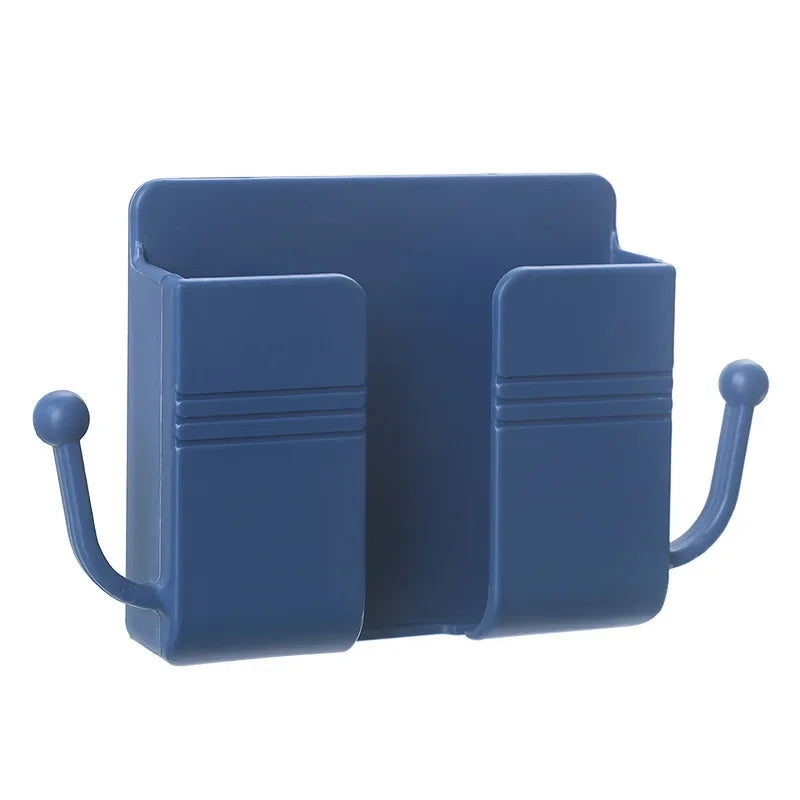 Wall Mount Phone Holder No-Drill Plug Bracket with Side Hook Phone Charging Bracket Richie's blue-2pcs