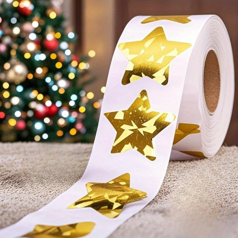 Laser Star Sticker Roll – Holographic Self-Adhesive Gift Labels Decorative Sticker Roll Richie's