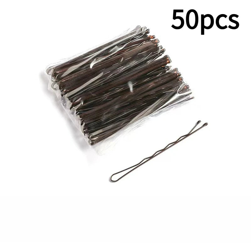 50pcs Wave Hair Clips – Barrettes for Women, Salons & Weddings Hair Clips Barrettes Richie's coffee color - 50pcs
