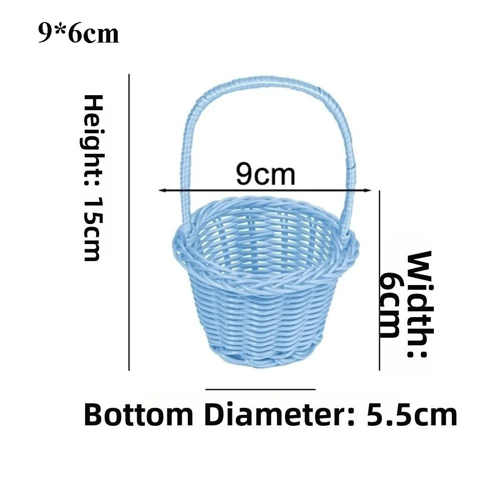Handmade Round Wicker Basket – Hand-Woven Rattan Storage Hamper Wicker Storage Basket Richie's Blue