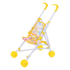 Pink Foldable Doll Stroller Pretend Play Toy – Girls Gift Doll Stroller Toy Richie's yellow
