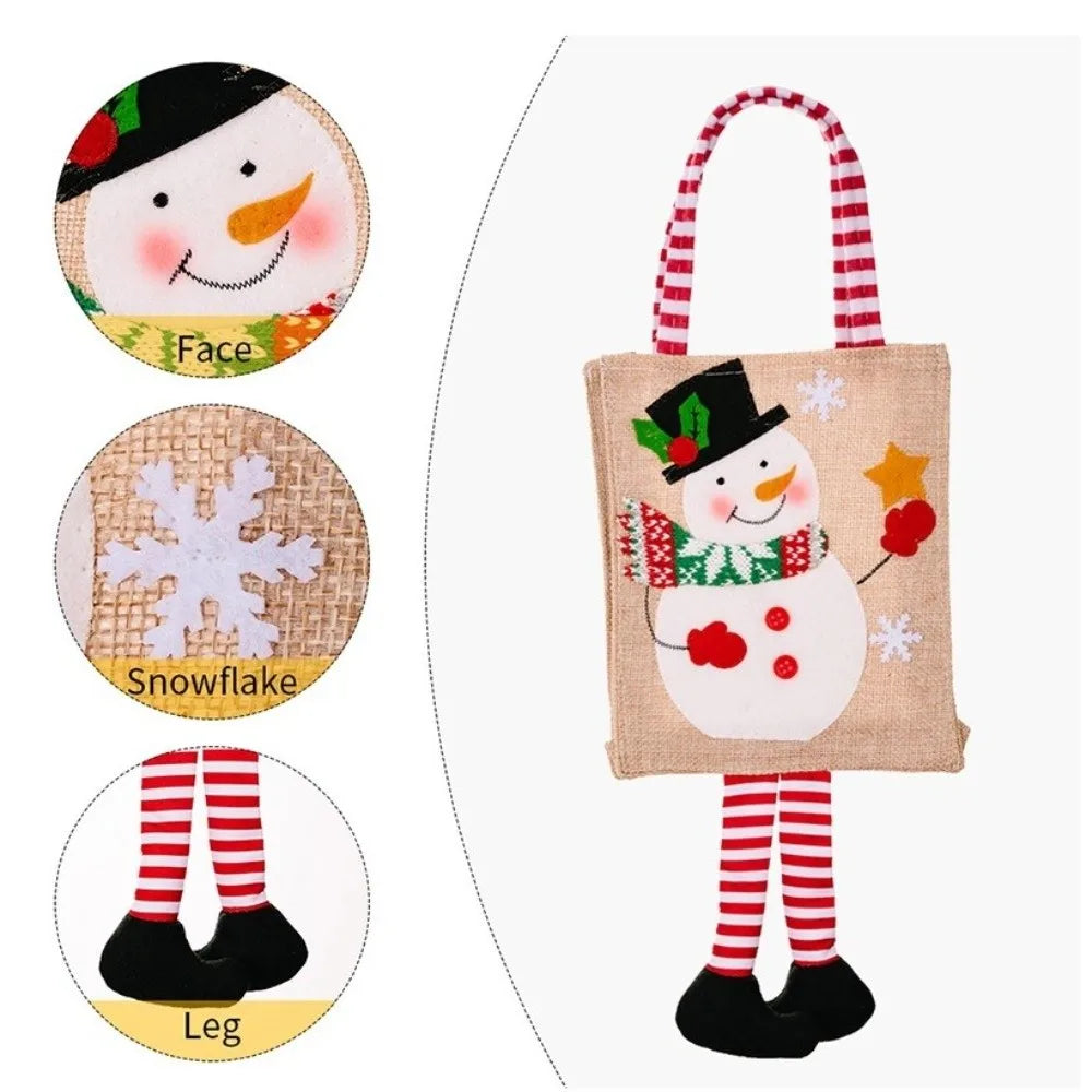 Linen Christmas Gift Bags – Santa Snowman Xmas Designs Christmas Gift Bag Richie's