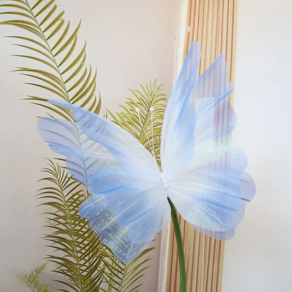 50cm Giant 3D Silk Gauze Artificial Butterfly Wedding Decor Party Decoration Prop Richie's blue-style2