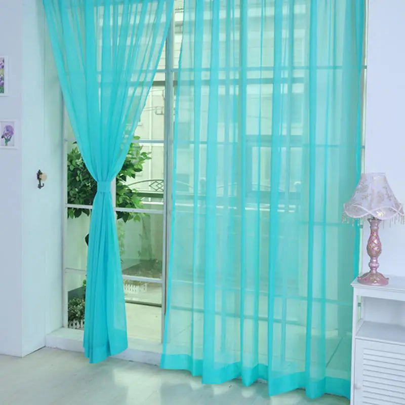 Sheer Gauze Curtain Panel – Modern Light Luxury 100% Polyester Sheer Curtain Panel Richie's Peacock blue 100 x 200 cm