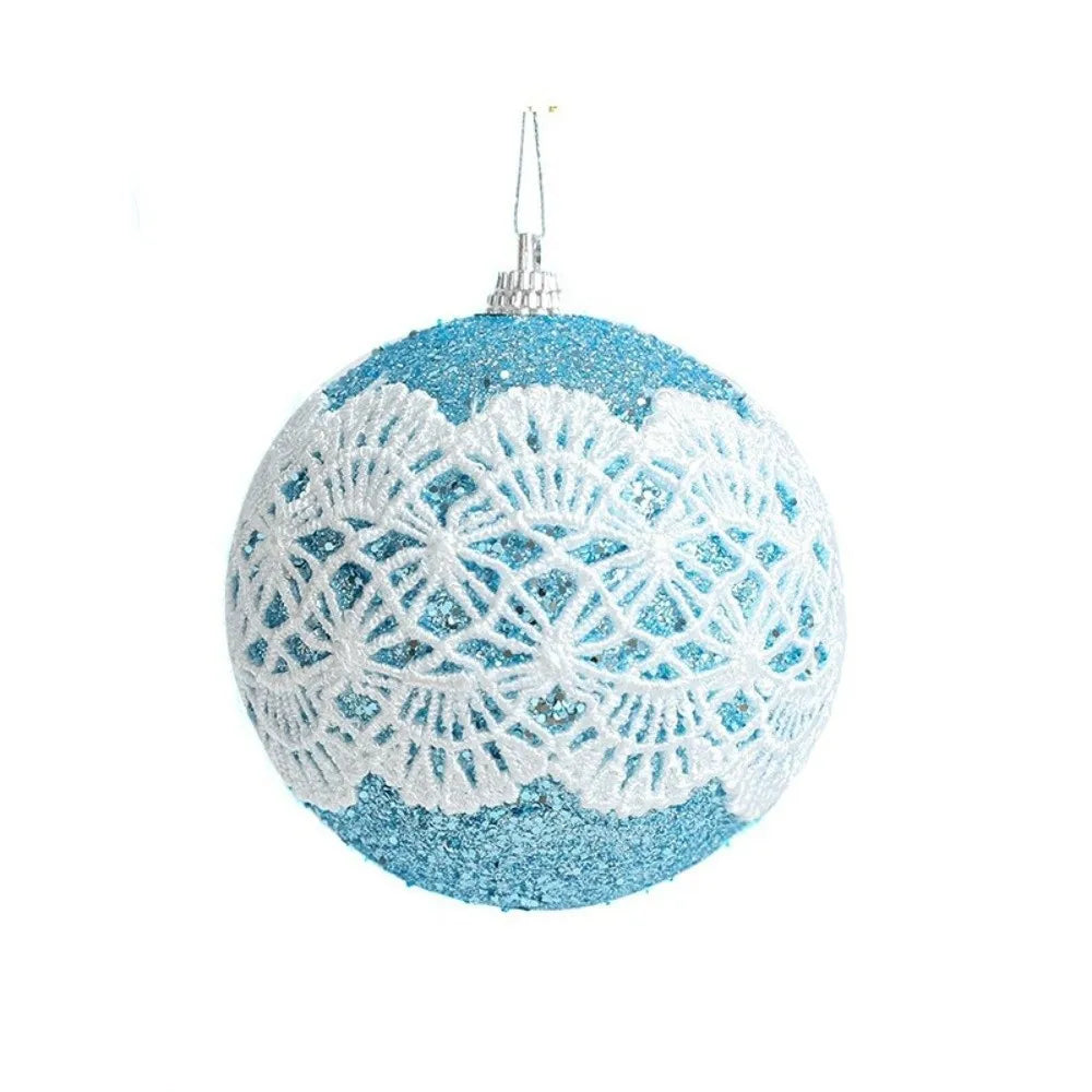 8cm Lace Foam Christmas Ball Ornament | Xmas Tree Pendant Christmas Ornament Richie's