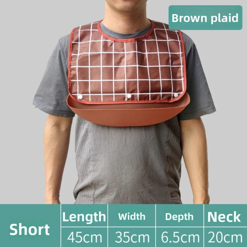 Waterproof Adult Bib Washable Dining Apron S/M/L Adjustable Adult Dining Bib Richie's Coffee-S