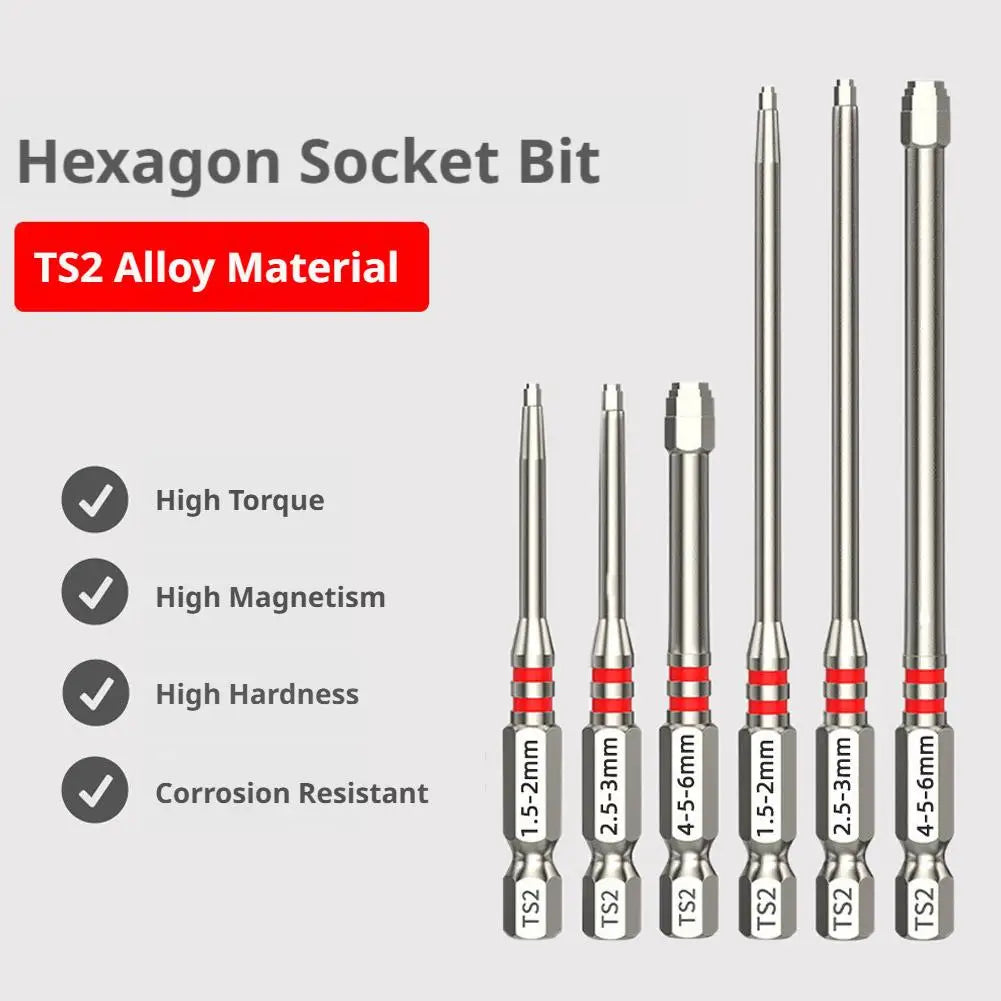 6Pcs Step Hex Screwdriver Bit Set S2 Steel | 65mm & 100mm Hex Screwdriver Bit Set Richie's