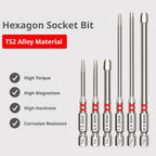 6Pcs Step Hex Screwdriver Bit Set S2 Steel | 65mm & 100mm Hex Screwdriver Bit Set Richie's
