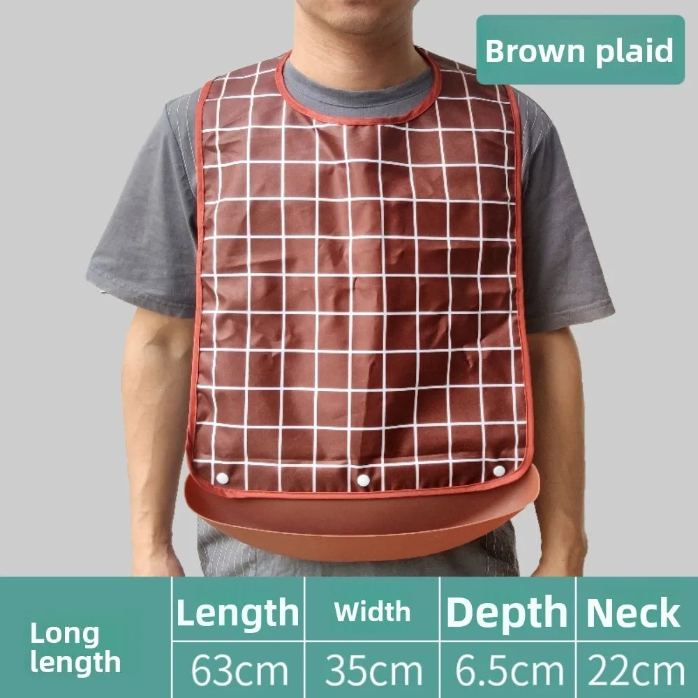 Waterproof Adult Bib Washable Dining Apron S/M/L Adjustable Adult Dining Bib Richie's Coffee-L