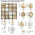 40-Piece Champagne Gold & White Christmas Ornament Set Christmas Ornament Set Richie's Gold Other