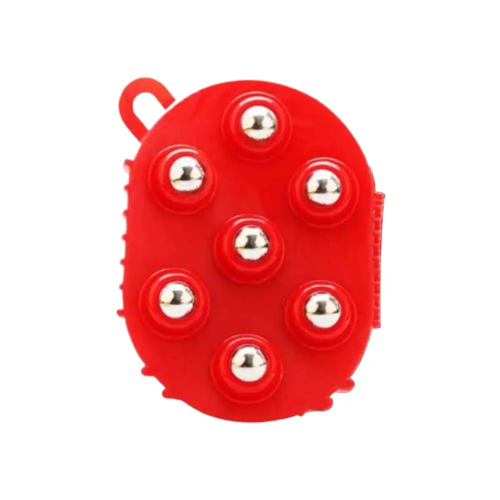 Double-Sided Steel Ball Massage Brush – Body Massager Tool Body Massage Brush Richie's red