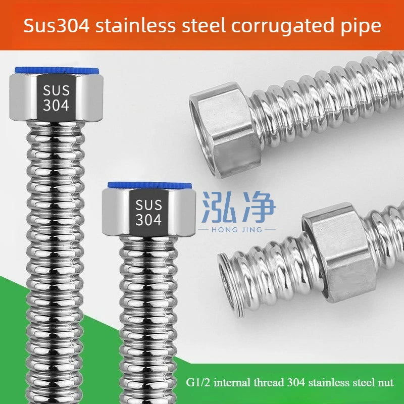 304 Stainless Steel Bellows Hose 1/2" Water Heater Inlet Pipe Plumbing Bellows Hose Richie's