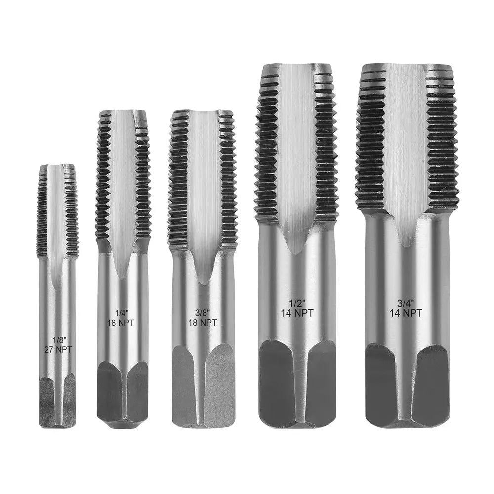 5-Piece HSS NPT Pipe Tap Set – 1/8" to 3/4" Thread Sizes Pipe Tap Set Richie's NPT 5pcs Set
