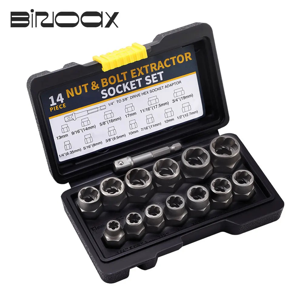 14-Piece Impact Bolt & Nut Remover Set – Cr-Mo Steel Extractor Bolt Extractor Set Richie's