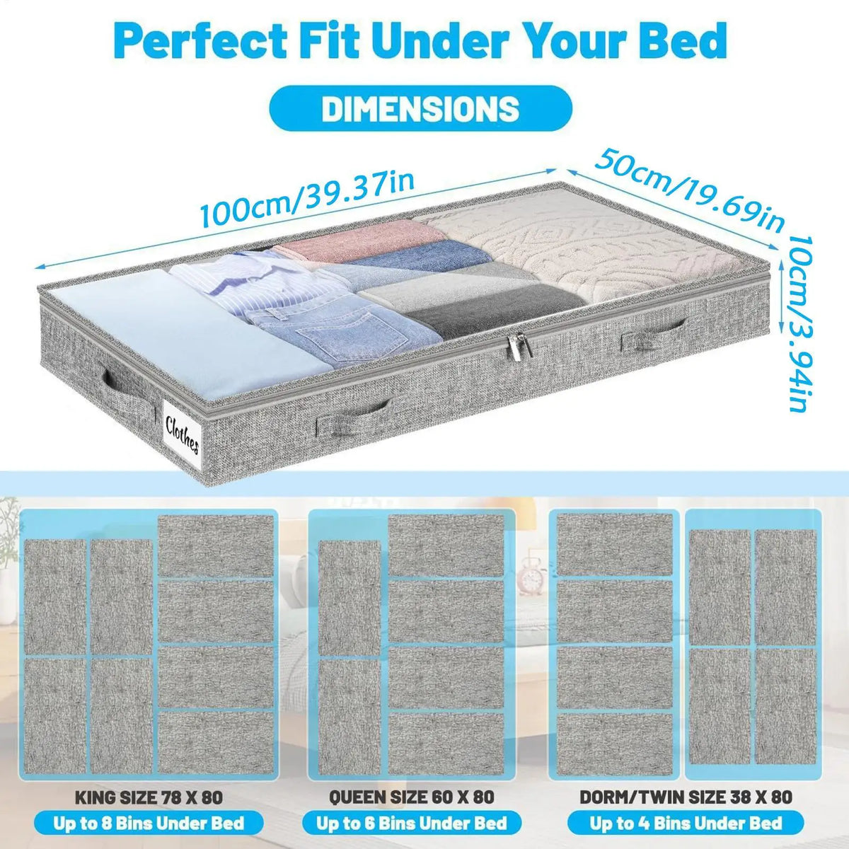 Under Bed Storage Bins – Large Foldable Organizer Containers Under Bed Storage Bin Richie's