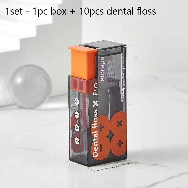 Pop-Up Dental Floss Dispenser Box with 10 Floss Sticks Dental Floss Dispenser Richie's 1set - Orange