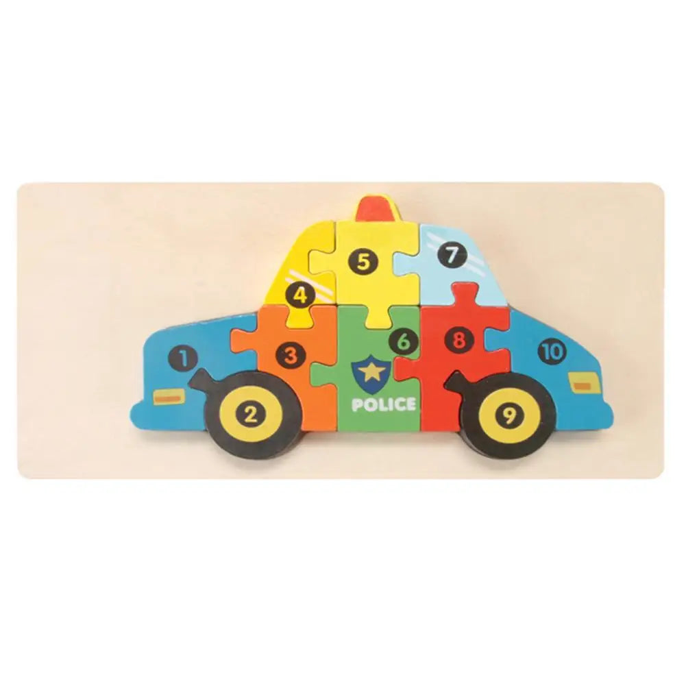 Wooden 3D Jigsaw Puzzle for Toddlers – Animals & Vehicles Wooden Kids Puzzle Richie's police