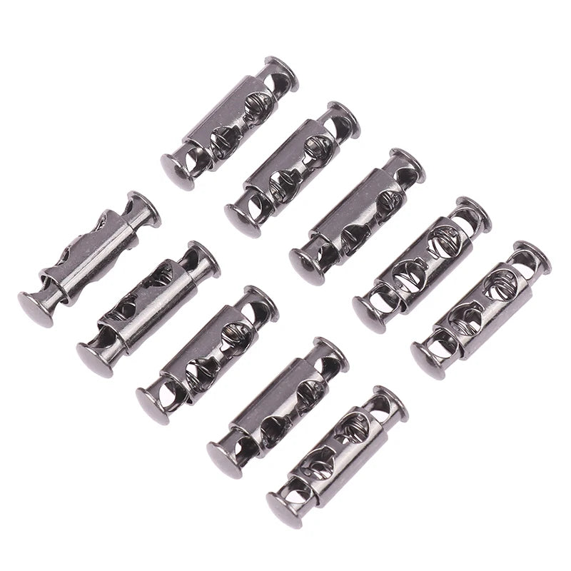 10Pcs Metal Spring Buckle Cord Lock Double Hole 26×8×5mm Cord Lock Buckle Richie's Gray