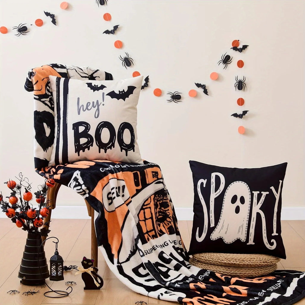 Halloween Ghost Pillow Covers 18x18 Set of 4 – Spooky Stripe Pillow Covers Richie's
