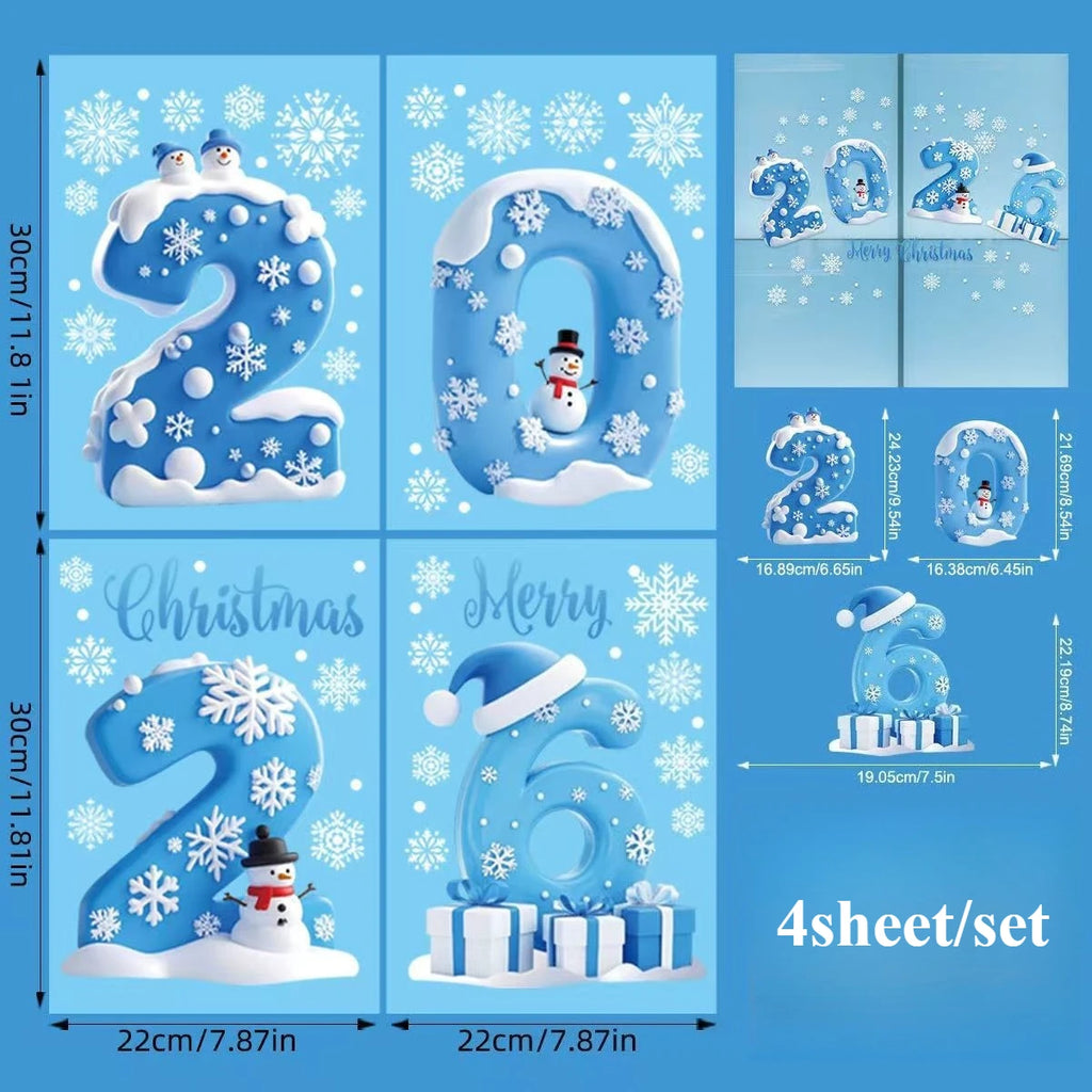 2026 New Year Christmas Snowflake Window Clings – Holiday Decor Holiday Window Clings Richie's 1set