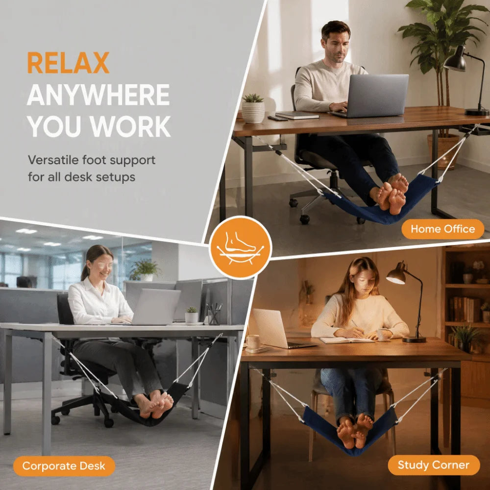 Under Desk Foot Hammock 3-Pack – Adjustable Footrest Sling Desk Footrest Hammock Richie's
