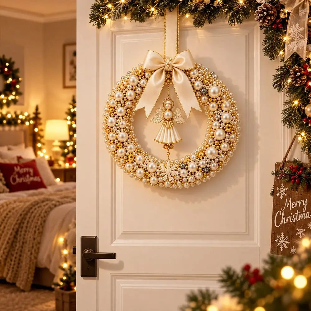 DIY Pearl Bead Christmas Wreath Kit – 30cm Holiday Craft Set DIY Craft Kit Richie's