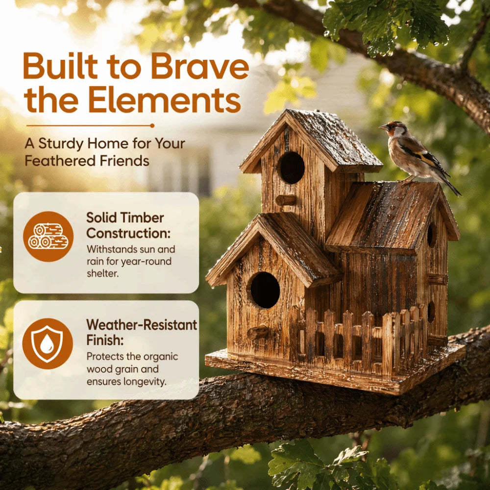 Wooden Birdhouse Outdoor Nesting Box | Platane Wood Garden Outdoor Birdhouse Richie's